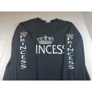 Gildan Womens Shirt Size Small Long Sleeve Princess Logo Crown Tiara Black NWOT